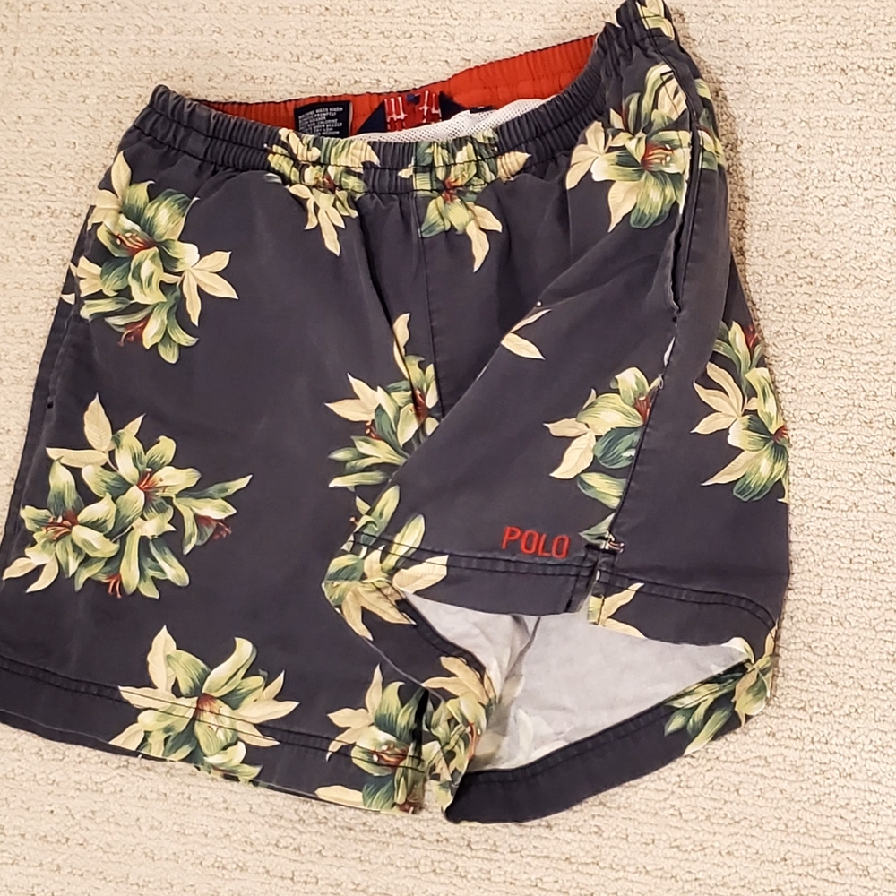 POLO Ralph Lauren Cotton Floral Lounge Shorts, Mesh Brief Liner, Mn's Med. EUC